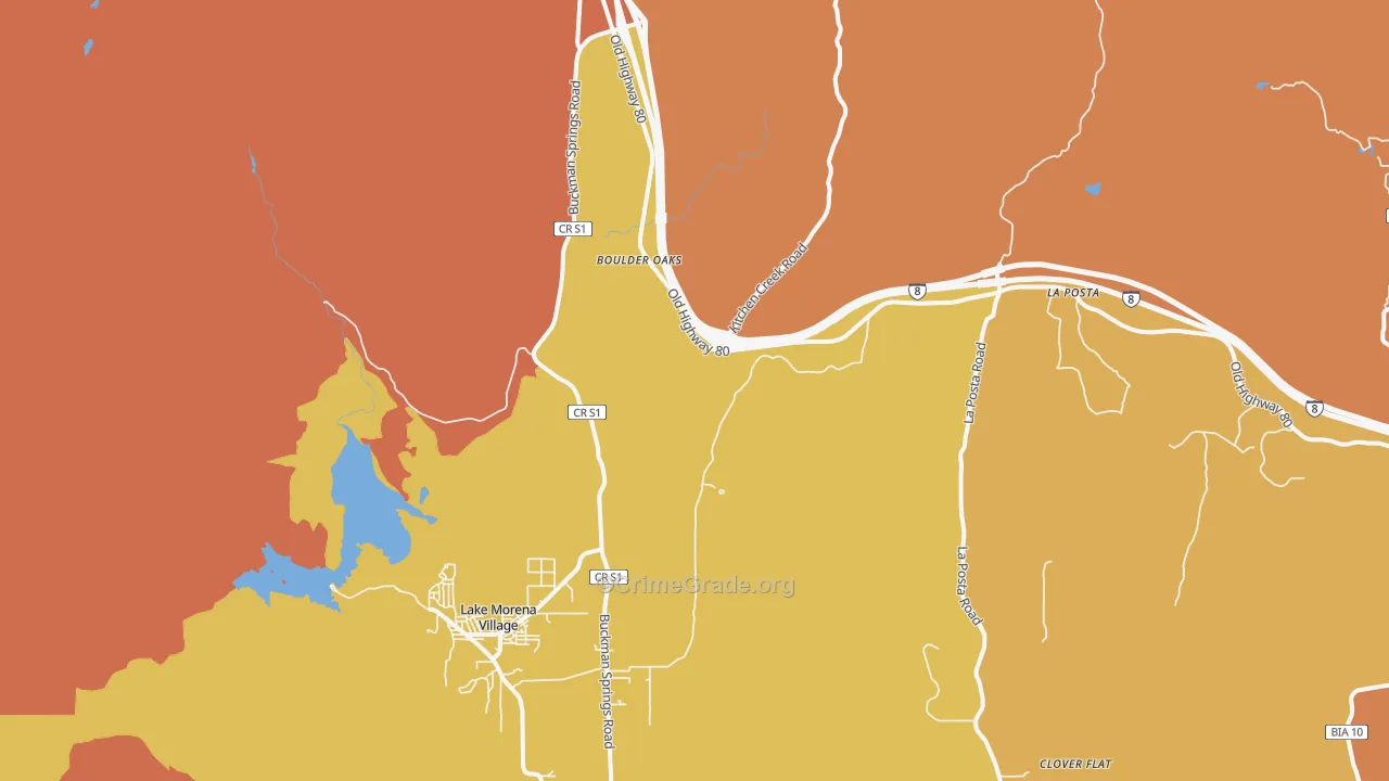 Boulder Oaks, CA Map of Burglary Rates