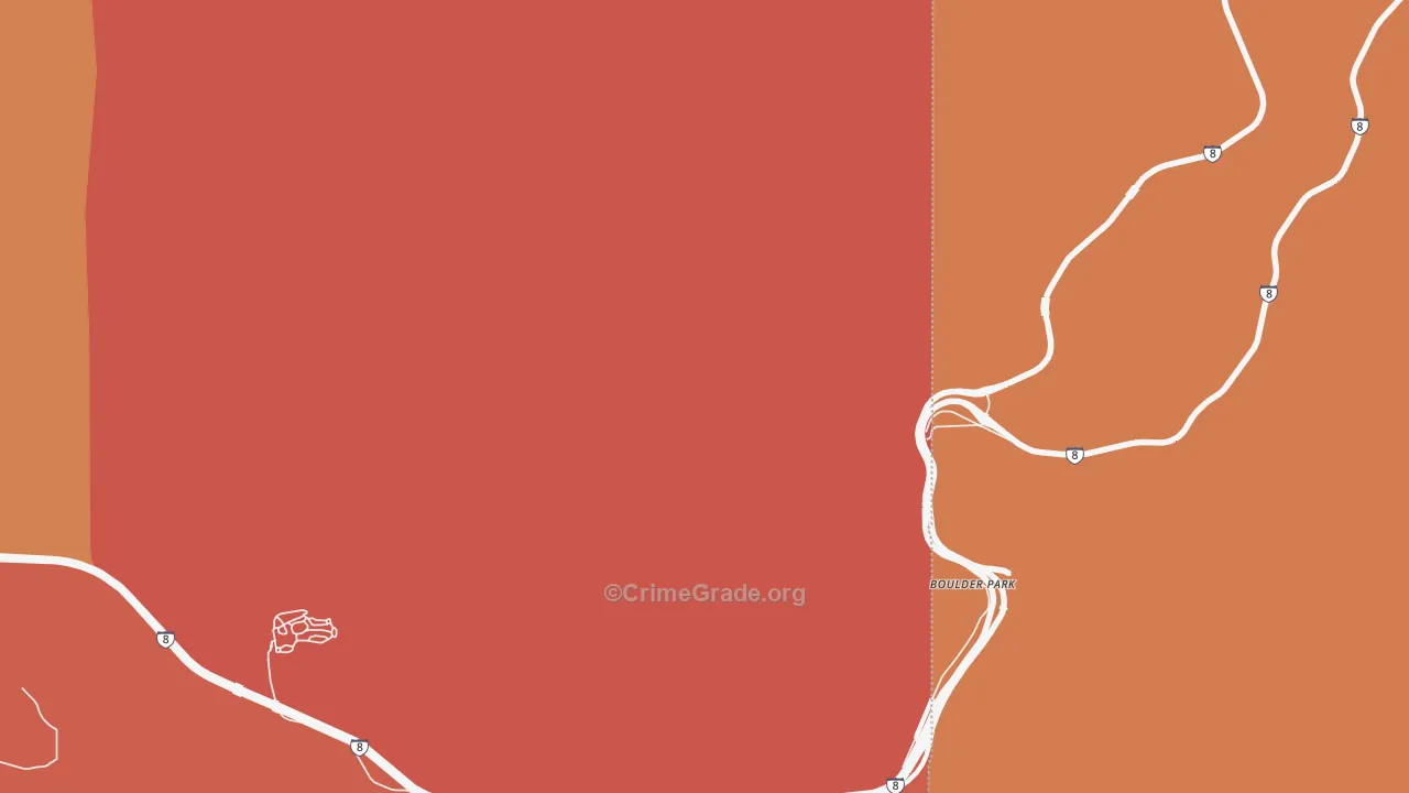 Boulder Park, CA Map of Burglary Rates
