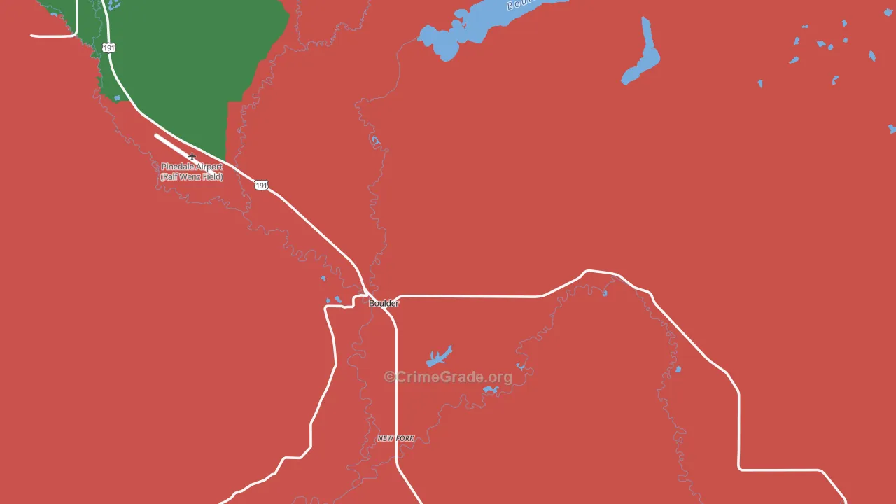 Boulder, WY Map of Burglary Rates