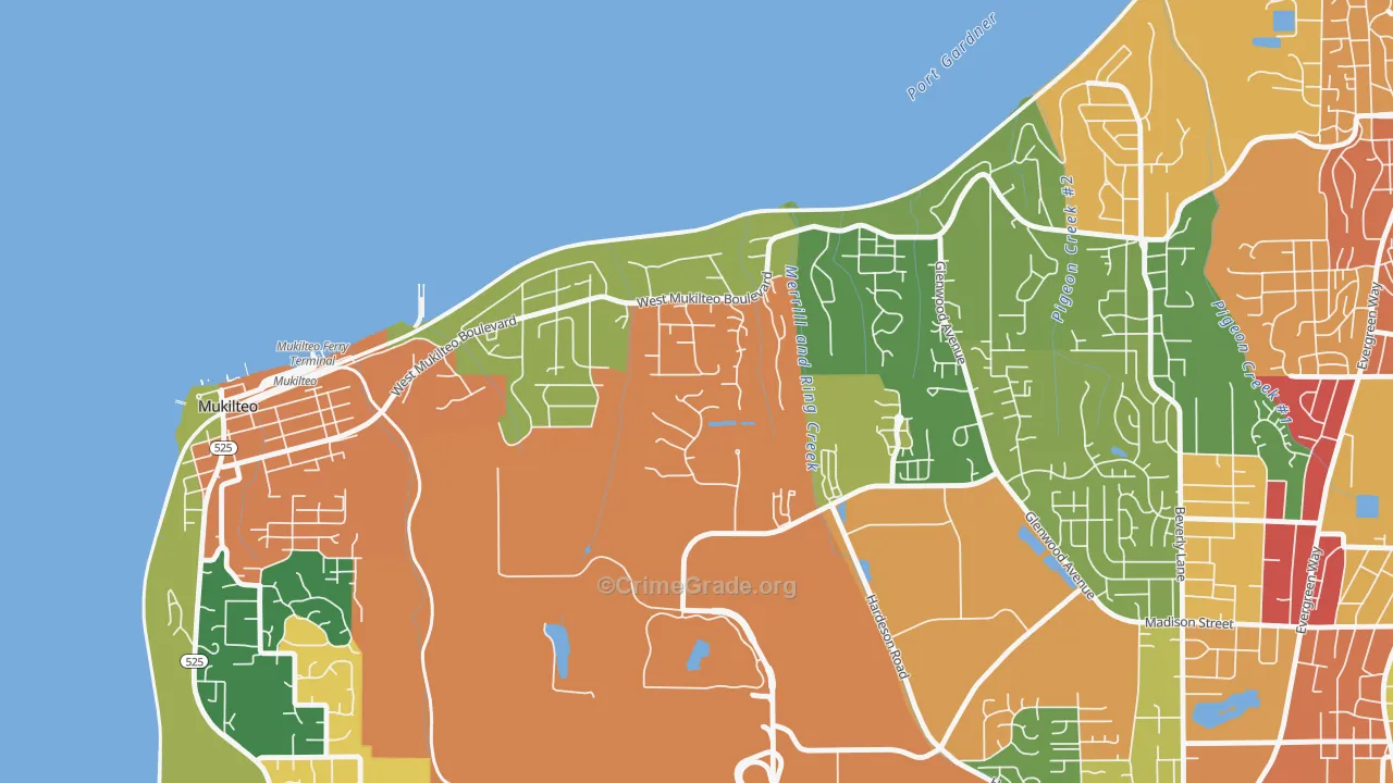 Boulevard Bluffs, Everett, WA Map of Burglary Rates