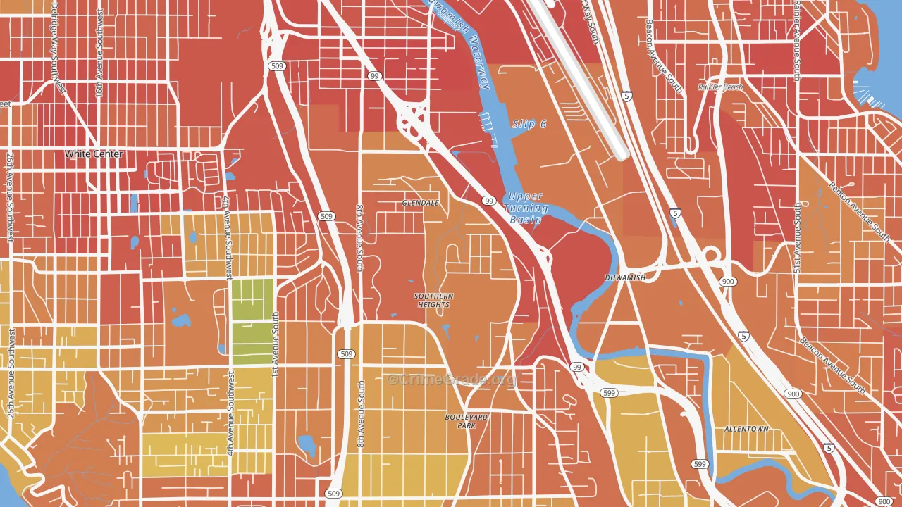 Boulevard Park, WA Map of Burglary Rates