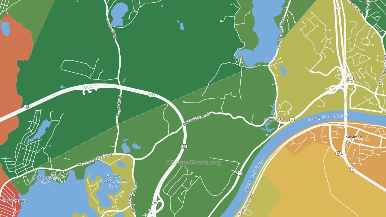 Bournedale, MA Map of Burglary Rates
