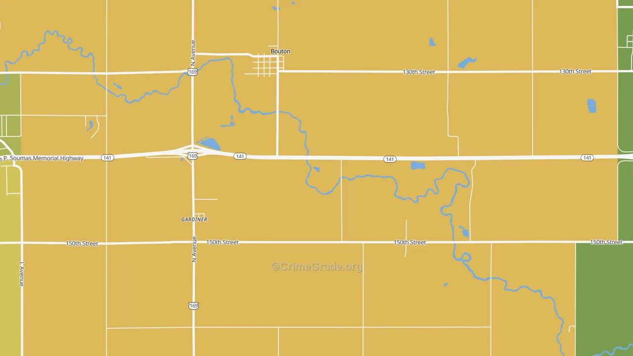 Bouton, IA Map of Burglary Rates