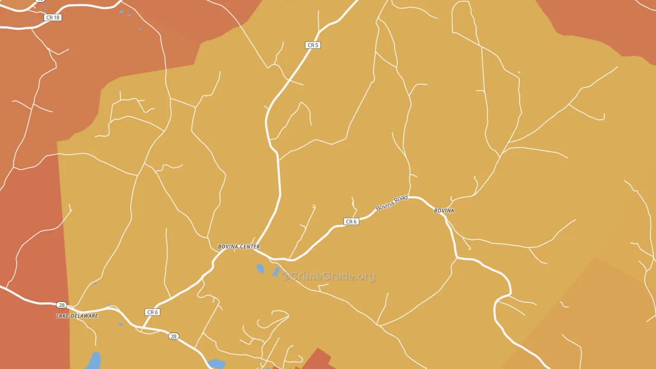 Bovina Center, NY Map of Burglary Rates