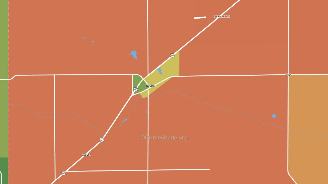 Bovina, TX Map of Burglary Rates