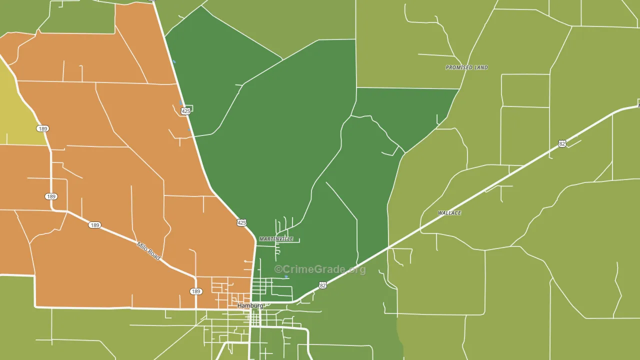 Bovine, AR Map of Burglary Rates