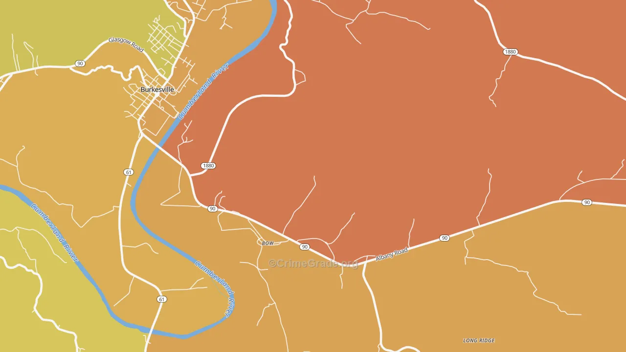 Bow, KY Map of Burglary Rates