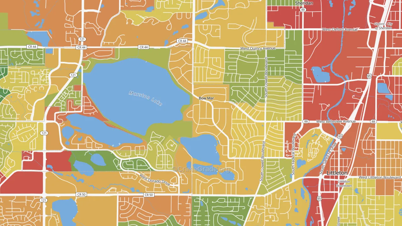 Bow Mar, CO Map of Burglary Rates