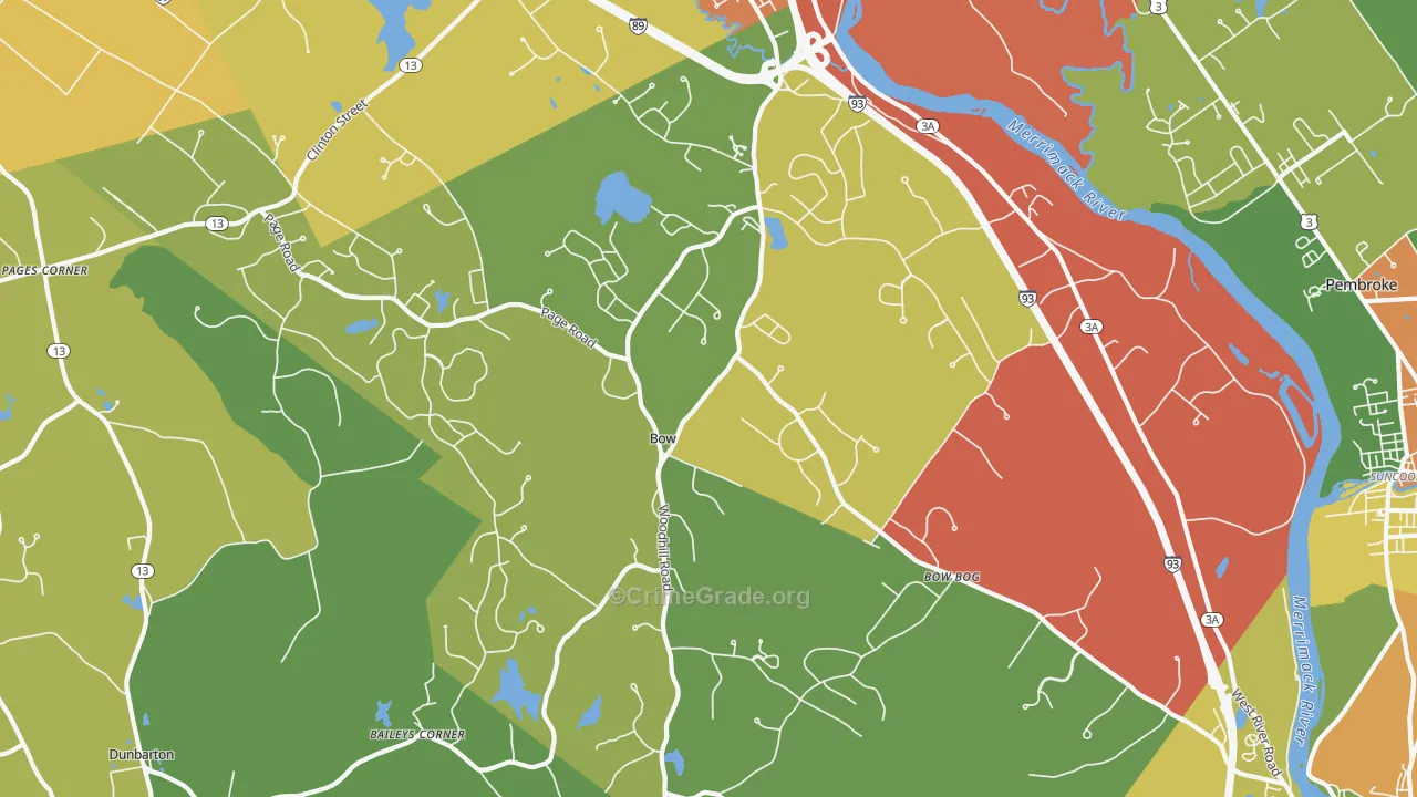 Bow, NH Map of Burglary Rates