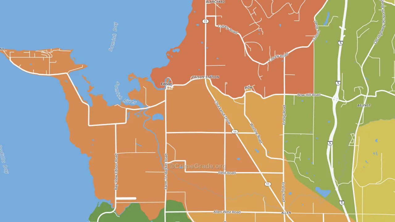 Bow, WA Map of Burglary Rates