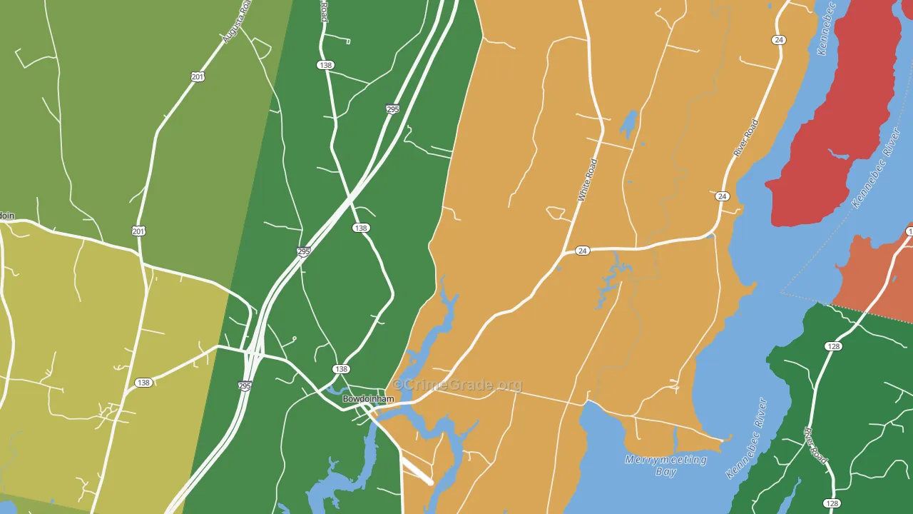 Bowdoinham, ME Map of Burglary Rates