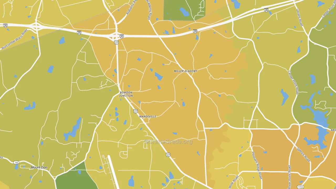 Bowdon Junction, GA Map of Burglary Rates