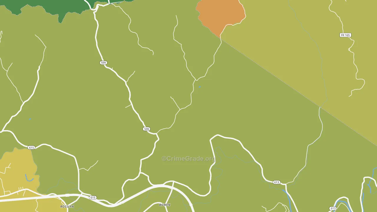 Bowen, KY Map of Burglary Rates