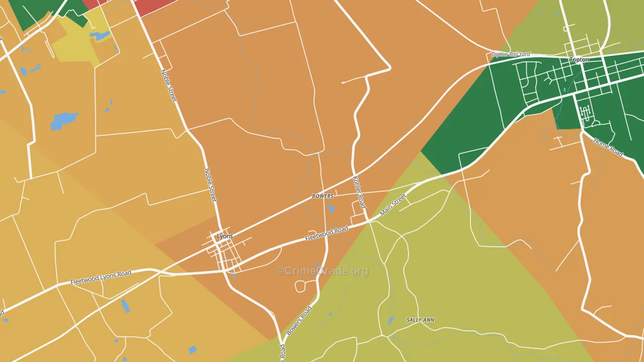 Bowers, PA Map of Burglary Rates