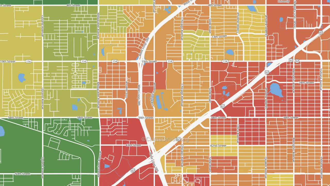 Bowie, Lubbock, TX Map of Burglary Rates