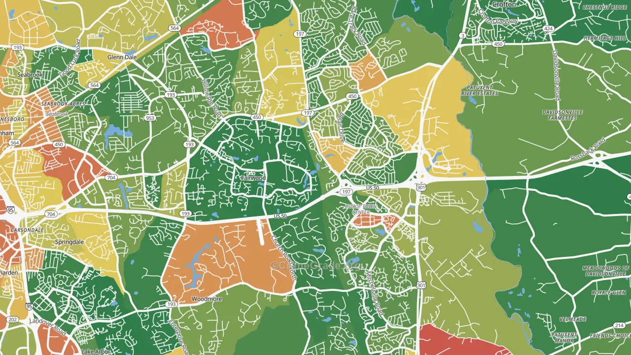 Bowie, MD Map of Burglary Rates