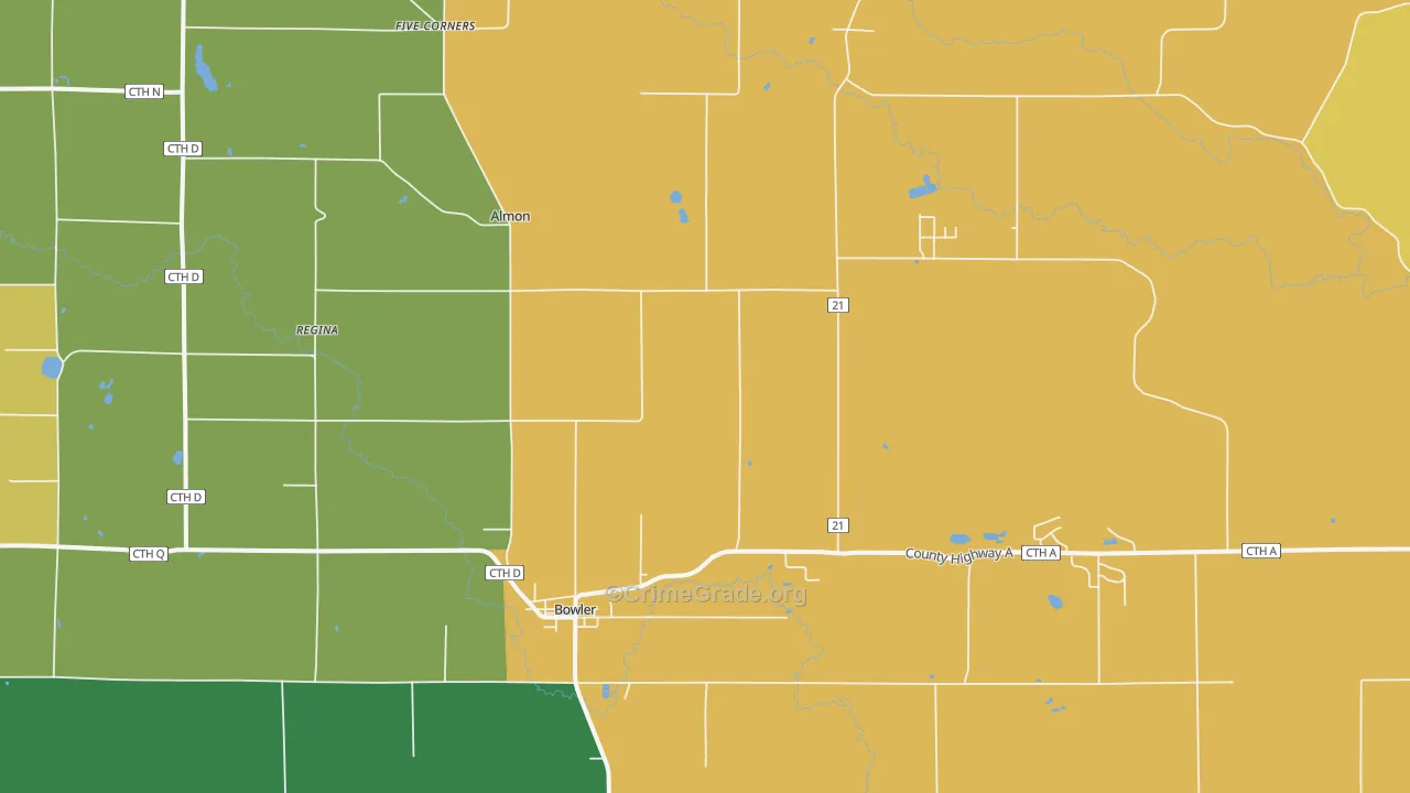 Bowler, WI Map of Burglary Rates