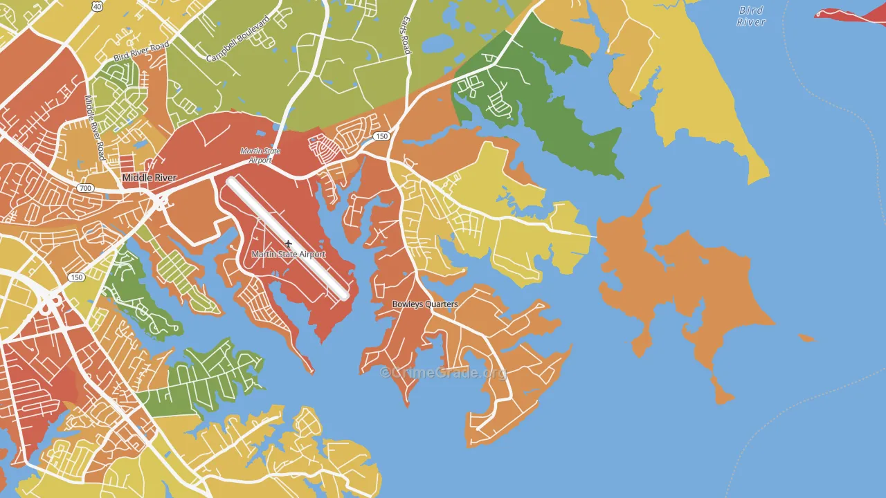 Bowleys Quarters, MD Map of Burglary Rates