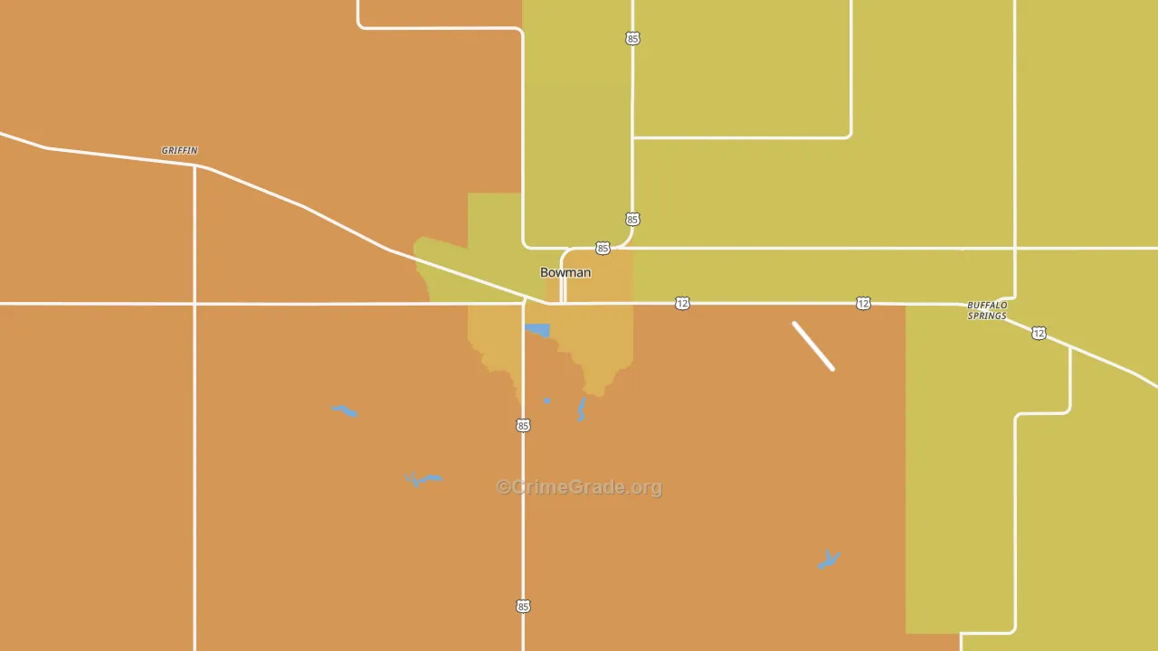Bowman County, ND Map of Burglary Rates