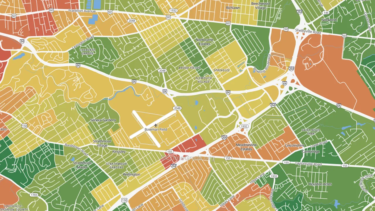 Bowman, Louisville, KY Map of Burglary Rates