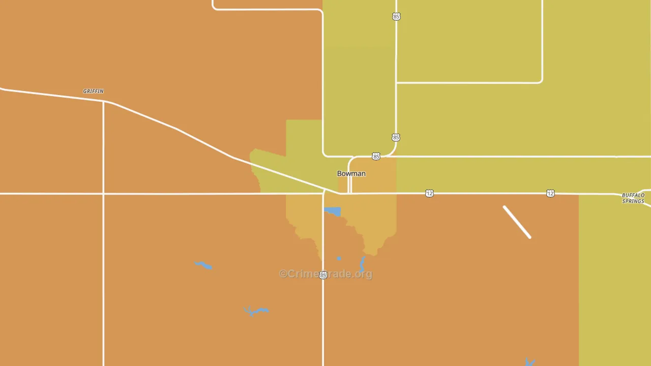 Bowman, ND Map of Burglary Rates