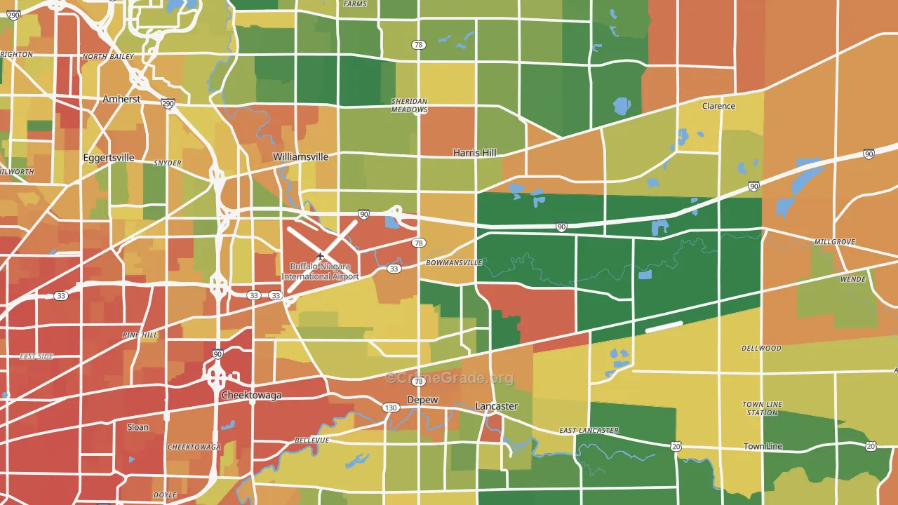 Bowmansville, NY Map of Burglary Rates