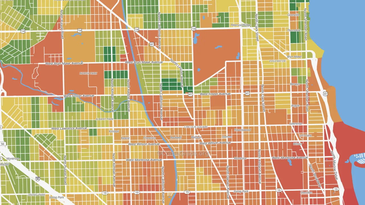 Bowmanville, Chicago, IL Map of Burglary Rates