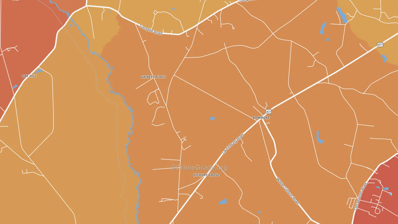 Bowmore, NC Map of Burglary Rates