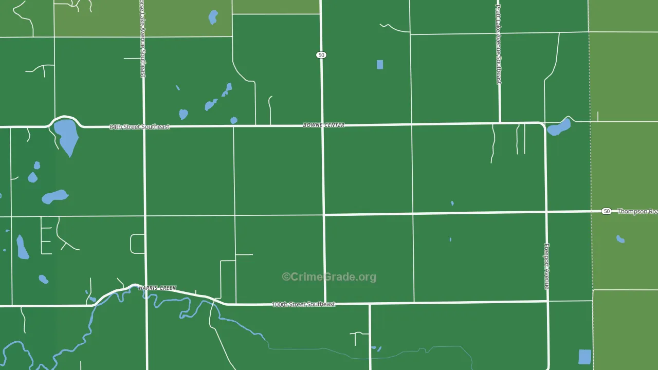 Bowne Center, MI Map of Burglary Rates