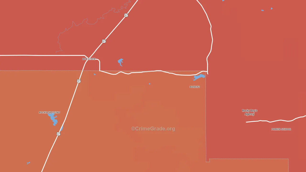 Box Elder, MT Map of Burglary Rates