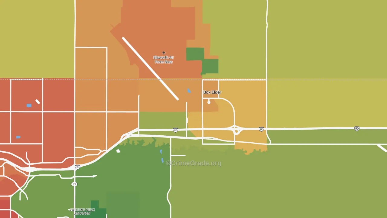 Box Elder, SD Map of Burglary Rates