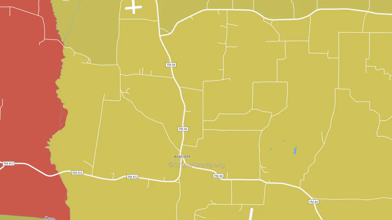 Boxelder, TX Map of Burglary Rates