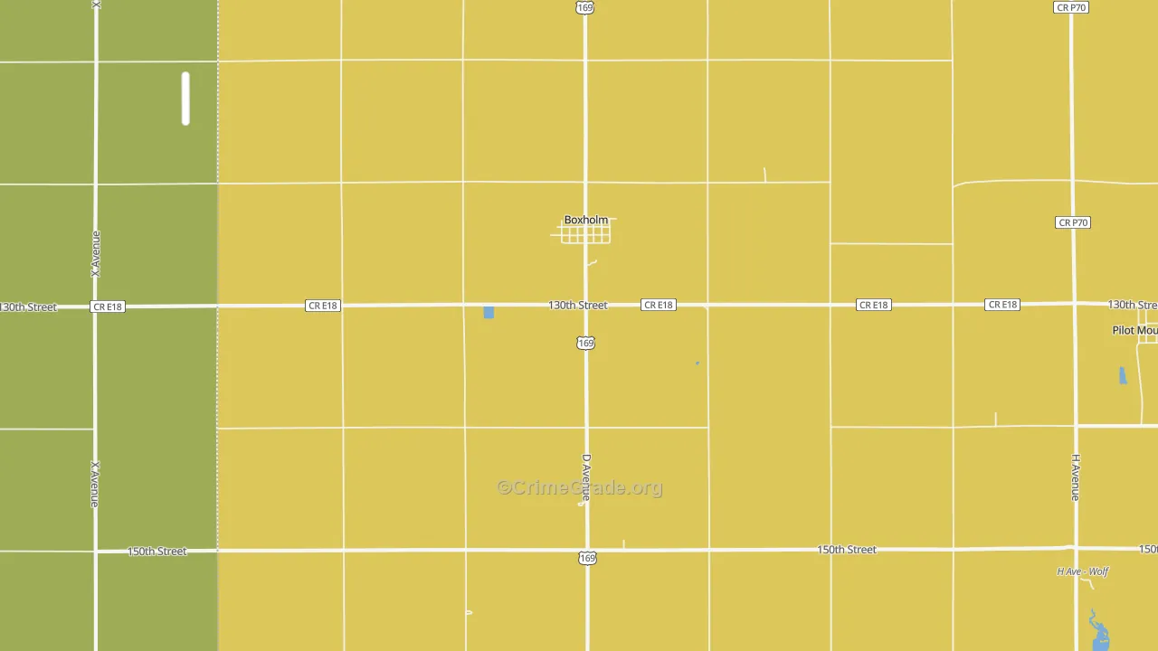 Boxholm, IA Map of Burglary Rates