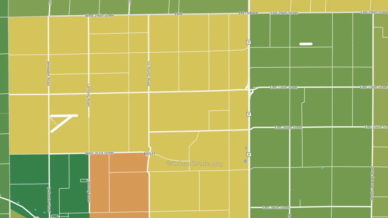 Boxley, IN Map of Burglary Rates