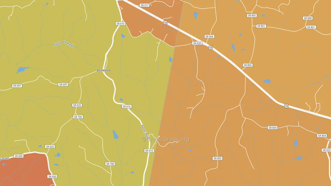 Boxwood, VA Map of Burglary Rates
