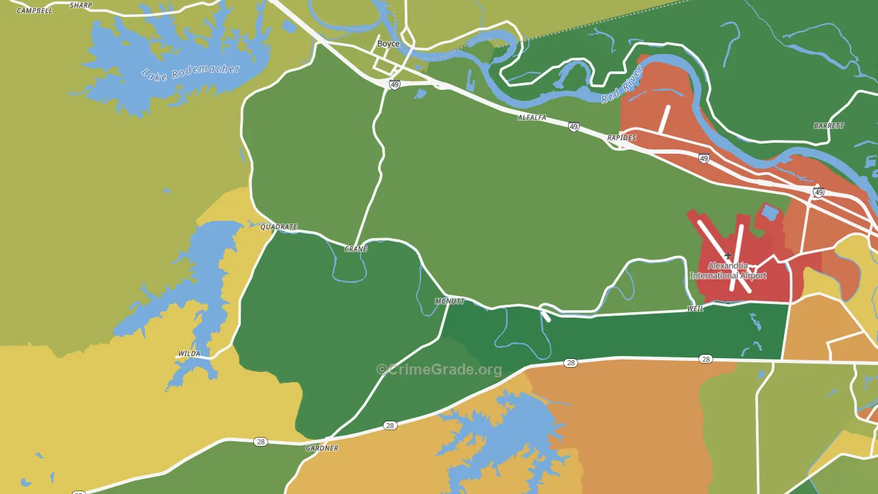 Boyce, LA Map of Burglary Rates