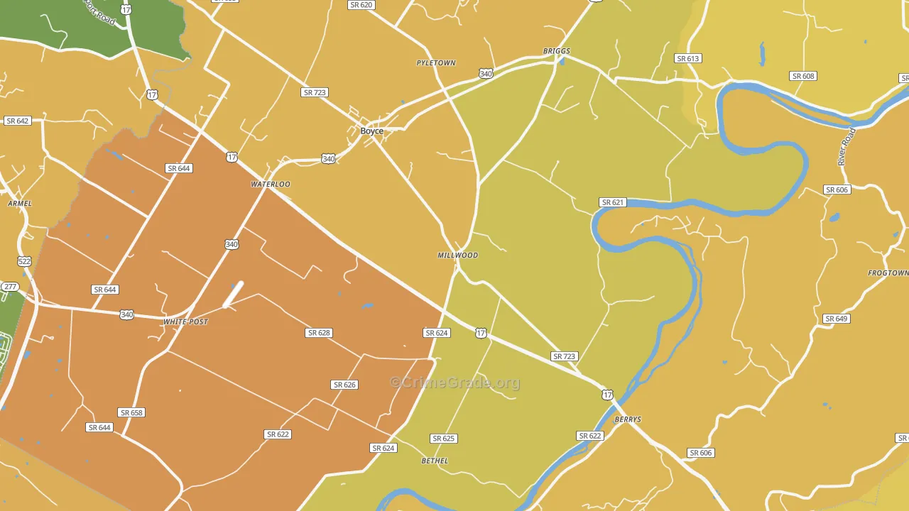 Boyce, VA Map of Burglary Rates