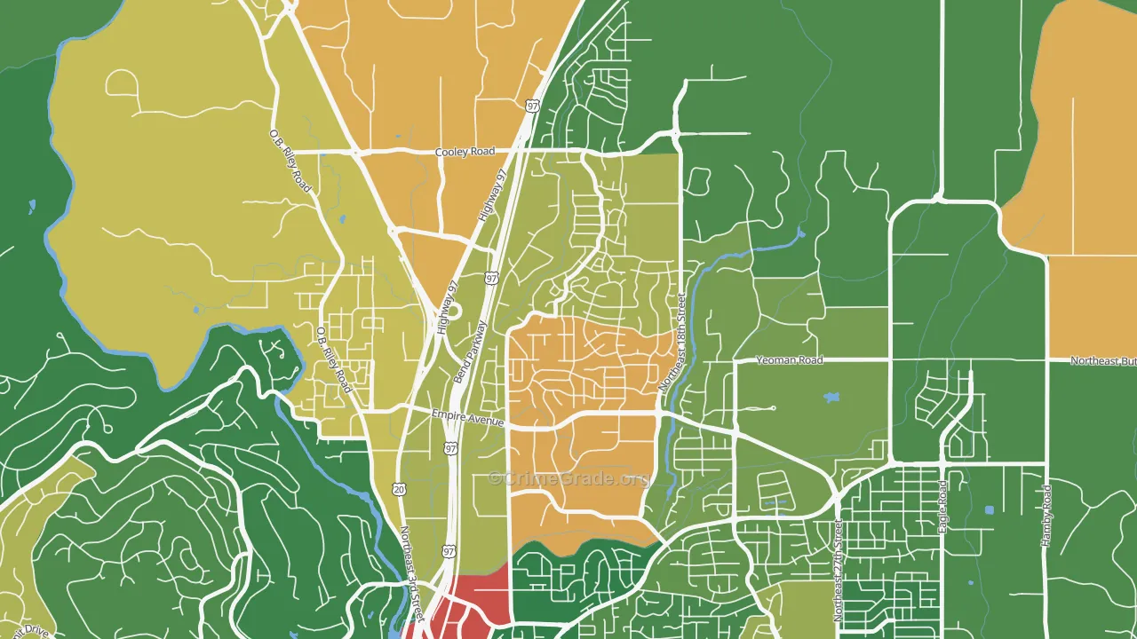 Boyd Acres, Bend, OR Map of Burglary Rates