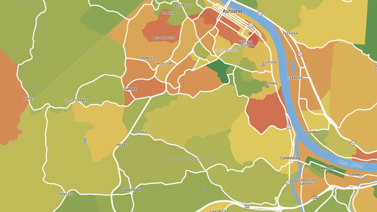 Boyd County, KY Map of Burglary Rates