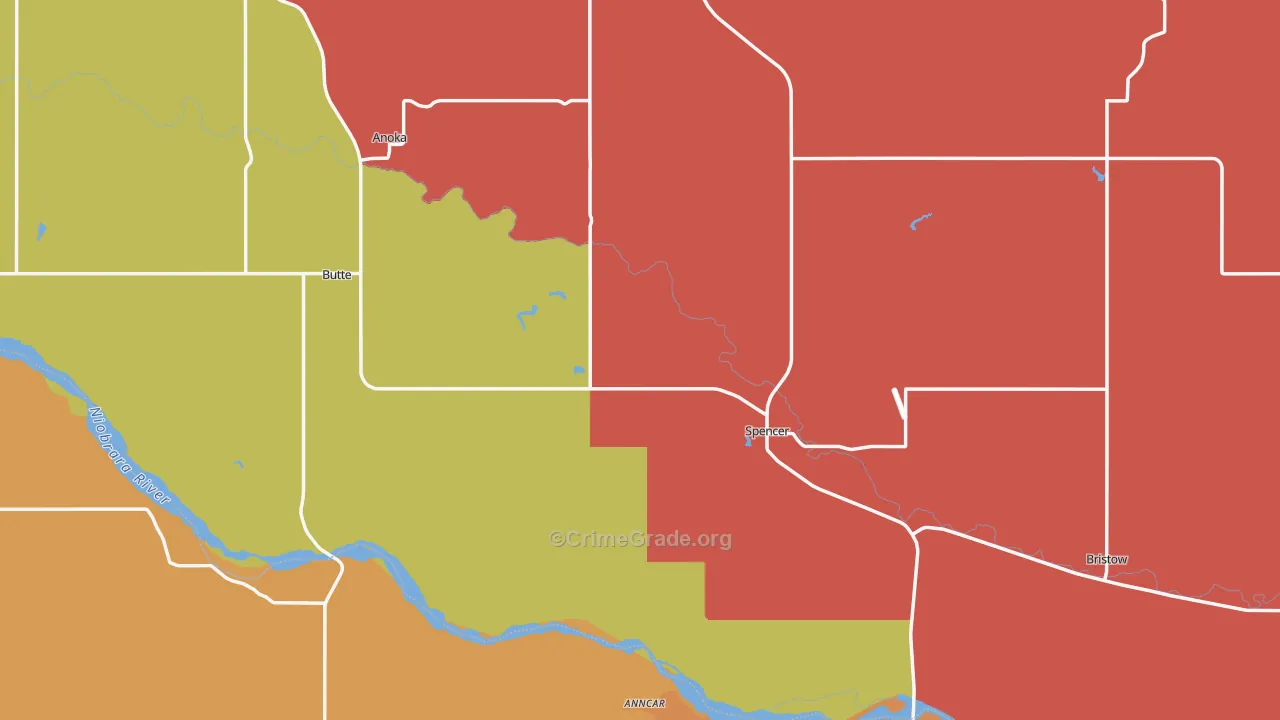 Boyd County, NE Map of Burglary Rates