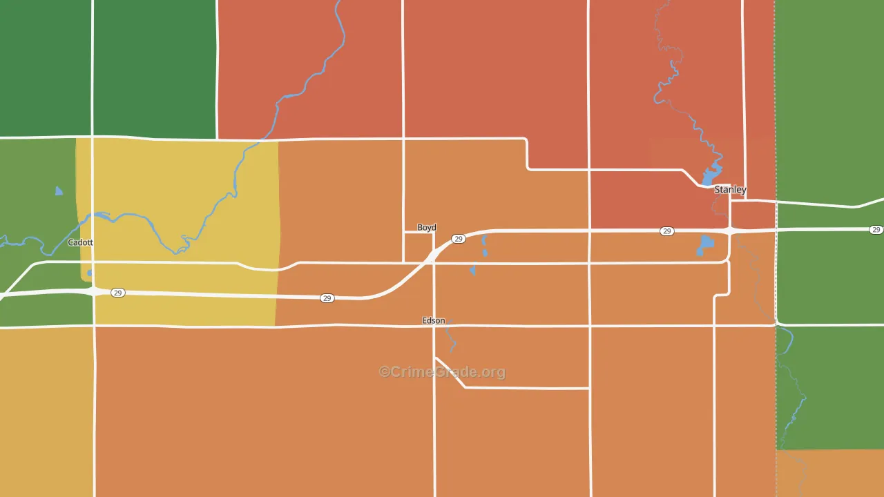 Boyd, WI Map of Burglary Rates