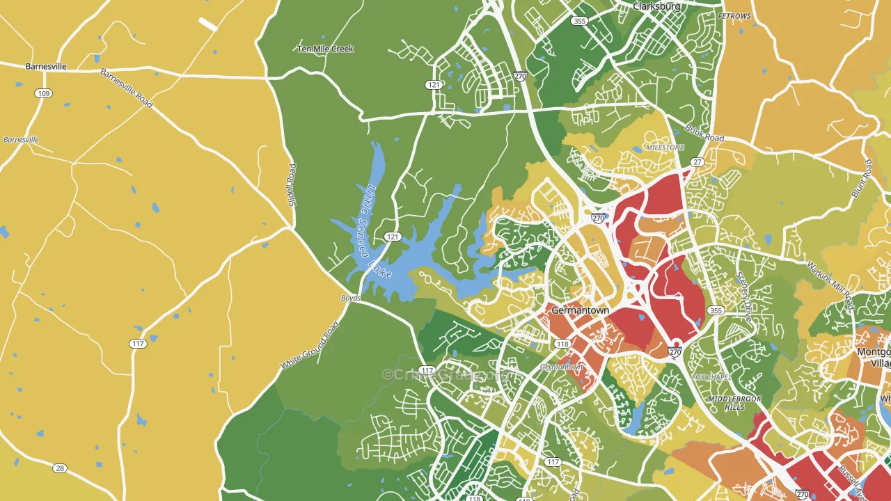 Boyds, MD Map of Burglary Rates