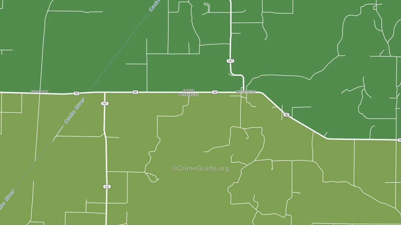 Boydsville, AR Map of Burglary Rates