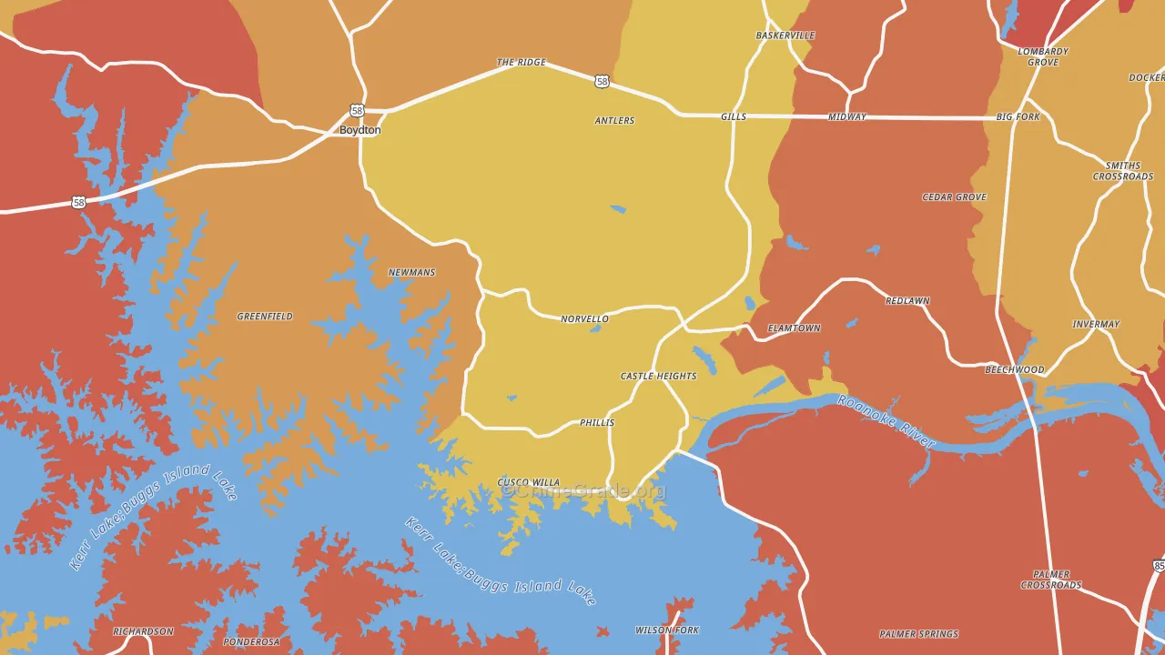 Boydton, VA Map of Burglary Rates