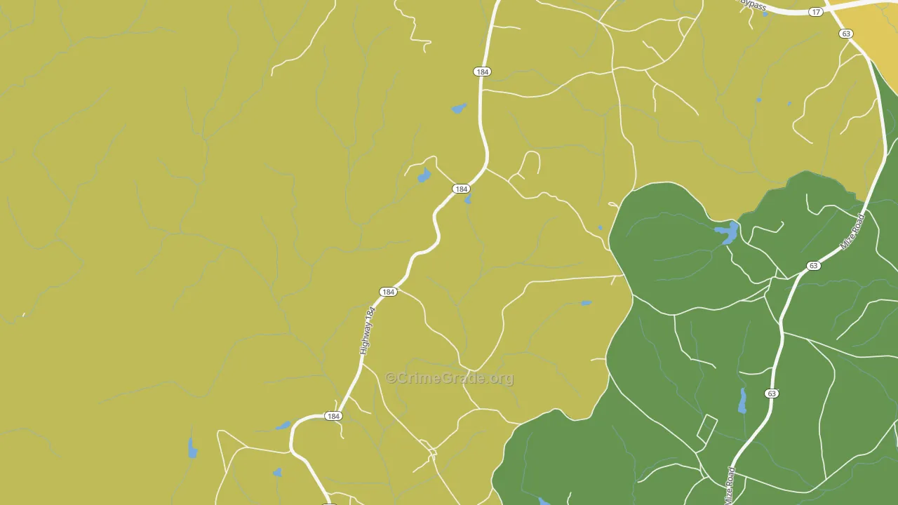 Boydville, GA Map of Burglary Rates