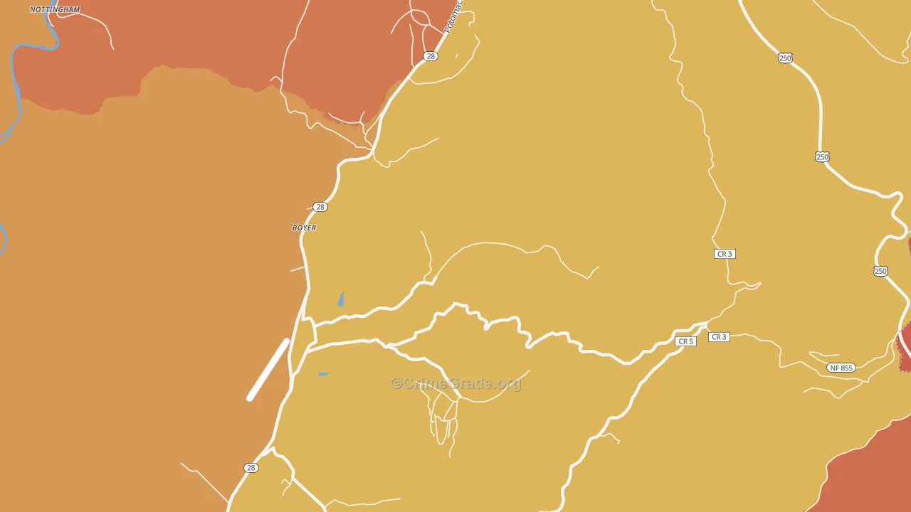 Boyer, WV Map of Burglary Rates