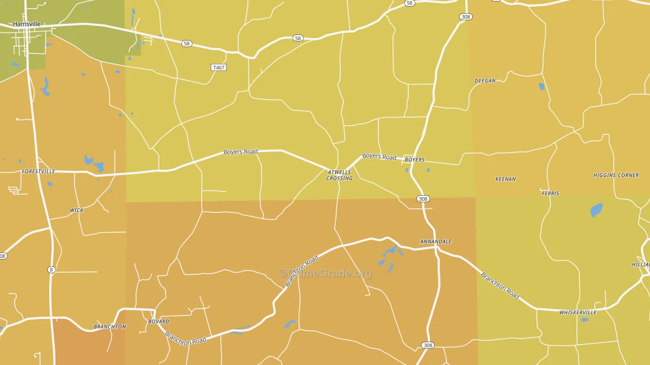 Boyers, PA Map of Burglary Rates