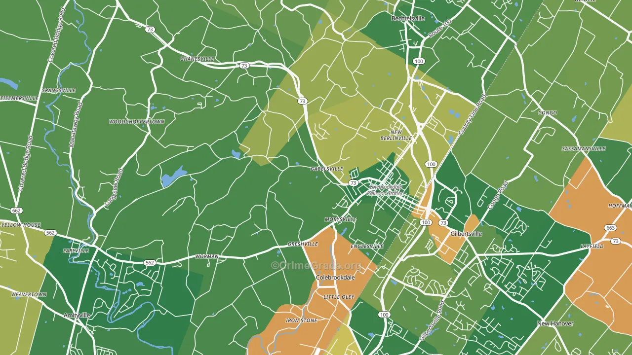 Boyertown, PA Map of Burglary Rates