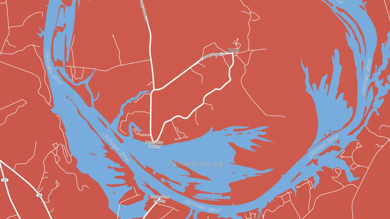 Boykin, AL Map of Burglary Rates