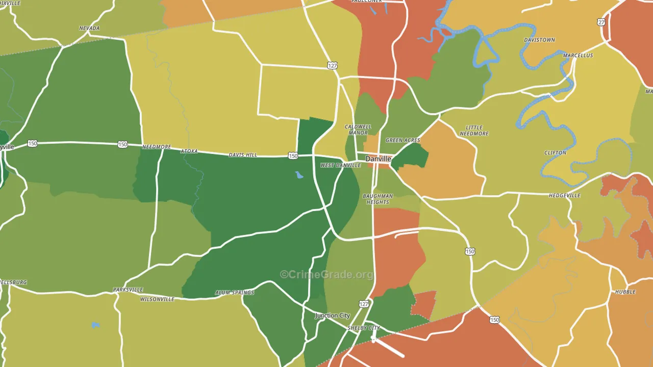 Boyle County, KY Map of Burglary Rates